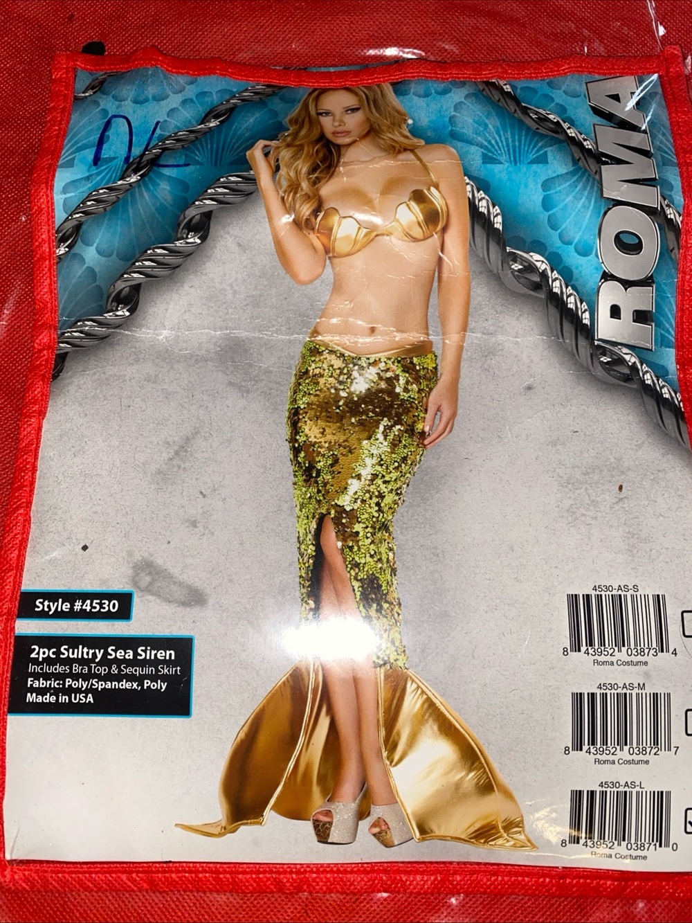 Sexy Sultry Sea Siren Mermaid Adult Large Size Halloween Costume Cosplay ROMA